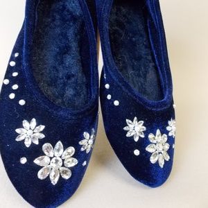 Velvet ballet slippers, shoes.
